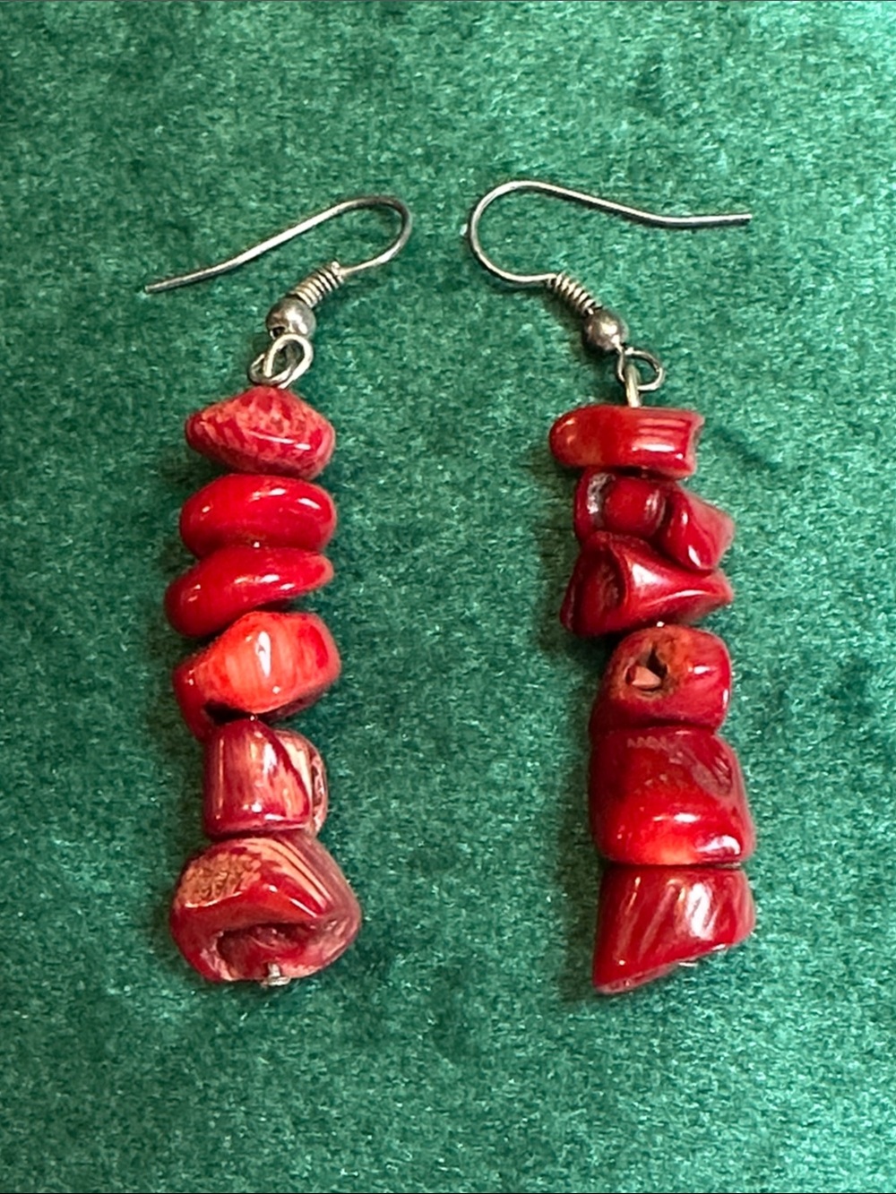 Red Coral Drop Earrings for Women